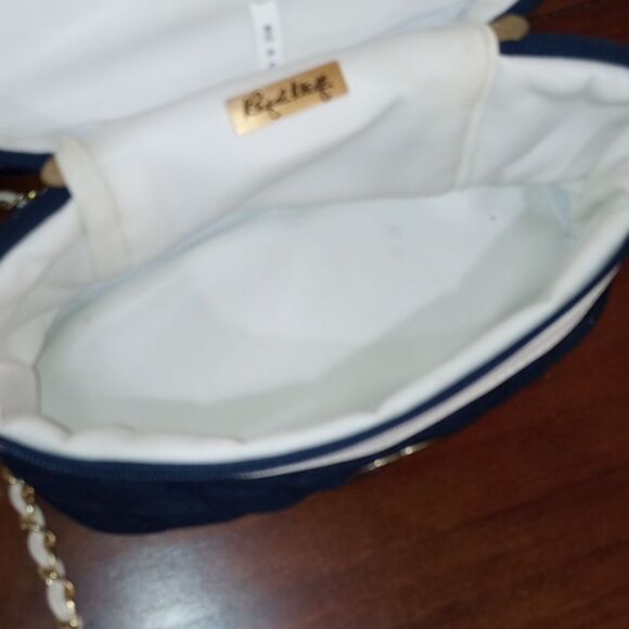 Vintage Raquel Wolf New York Quilted Denim Zip Around Train Case Crossbody Purse - Picture 9 of 9